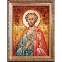 Иоанн Сочавский - именная икона из янтаря, ручная работа (ар-188)