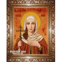 Лариса - Красива ікона з натурального каменю бурштину (ар-136)