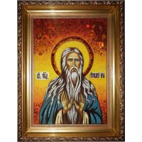Макарій Великий - ікона ручної роботи, з бурштину (ар-65)