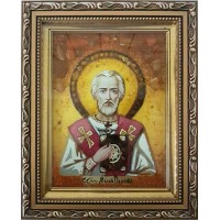 Милий Перська - ікона з бурштином, ручної роботи (ар-97)