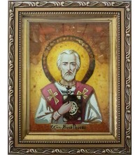 Милий Персидский - икона с янтарем, ручной работы (ар-97)