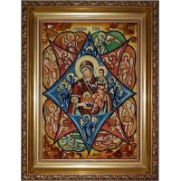 Неопалимая Купина - Красивейшая икона из янтаря, ручная работа (ар-40)