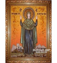 Нерушимая Стена - Янтарная икона, ручная работа (ар-102)