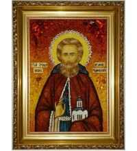 Никон Радонежский - икона из янтаря (ар-323)