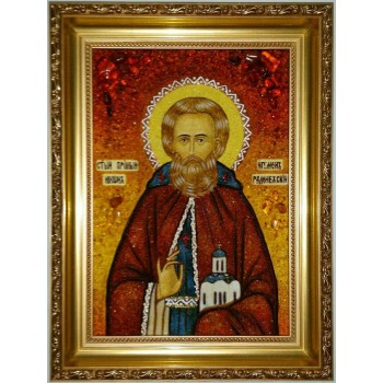 Никон Радонежский - икона из янтаря (ар-323)