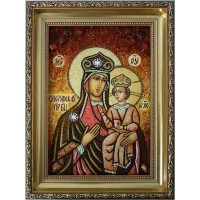 Озерянская икона Божьей Матери - икона с янтарем (ар-316)