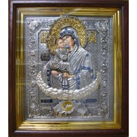 Писаная икона Почаевская Божья Матерь - икона с серебром (ЮЛ/Гр-07)