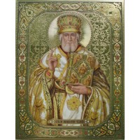 Ікона писана з камінням Сваровські Святий Миколай (Дм-03)