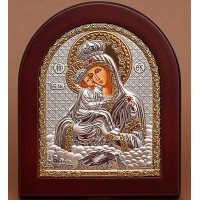 Почаївська Божа Матір - Ікона арочної форми з сріблом та позолотою (ek4-p)
