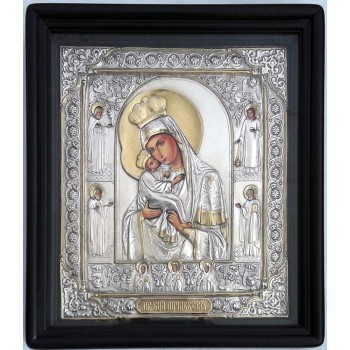 Почаевская икона Пресвятой Богородицы - писаная икона, с серебром (хм-57)