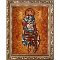 Савел Персіянин - іменна ікона з янтаря, ручна робота (ар-249)