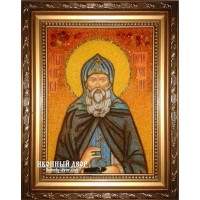 Сава Печерський - ікона з бурштину ручної роботи (ар-191)