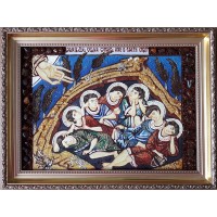 Семь отроков Ефесских - икона с янтарем, ручной работы (ар-61)