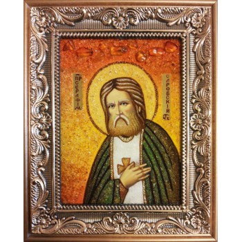 Серафим Саровский - икона из янтаря (ар-152)