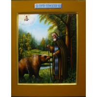 Сергий Радонежский -  Красочная икона, писанная с вдохновением (Гр-05)