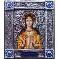 Свята мучениця Ірина - ікона писана в окладі з сріблом (Гр-103)