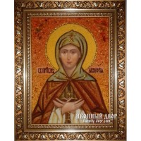 Свята Преподобна Аполлінарія - Іменна ікона з янтаря (ар-149)