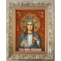 Святая равноапостольная Мария Магдалина - икона с янтарем  (ар-326/1)