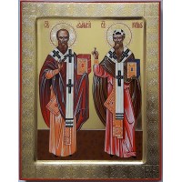 Святители Афанасий и Кирилл, архиепископы Александрийские - писаная икона (ВЧ-09)