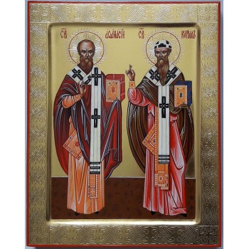 Святители Афанасий и Кирилл, архиепископы Александрийские - писаная икона (ВЧ-09)