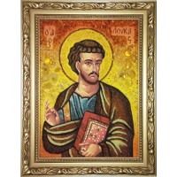 Святий апостол і євангеліст Лука - ікона з бурштином, ручна робота (ар-305)