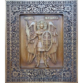 Святий Архангел Михаїл - різьблена ікона, з натурального дерева (р-31)