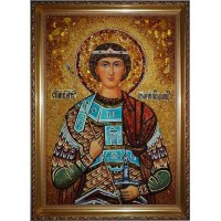 Святой Георгий - икона с янтарем (ар-72)