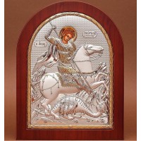 Святой Георгий Победоносец - Греческая икона с серебром и позолотой (GOLD)