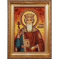 Святий Рівноапостольний Князь Володимир - ікона з янтаря (ар-215)