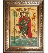 Святой мученик Христофор - икона из янтаря (ар-387)