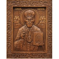 Святой Николай Чудотворец - резная икона из натурального дерева (р-26)