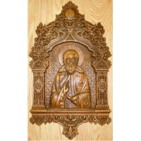 Святой Преподобный Сергий Радонежский - Изысканная резная икона (р-04)