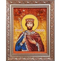 Святий рівноапостольний цар Костянтин - іменна ікона з бурштину (ар-371)