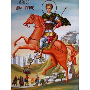 Святой великомученик Дмитрий Солунский - писаная икона (Гр-88)
