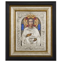 Святой великомученик и целитель Пантелеймон - икона с серебром и позолотой (Юл-22)