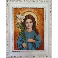 Трилетствующая ікона Божої Матері, ікона з янтаря (ар-340)