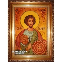 Валерій - іменна ікона з янтаря, ручна робота (ар-183)