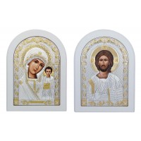 Вінчальна пара Іісус Христос і Божа Матір Казанська (White)