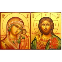 Венчальные иконы Господь и Казанская Богородица - иконы для свадьбы (Гр-71)