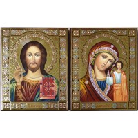 Вінчальні ікони Ісус Христос та Казанська Богородиця - писані ікони (Гр-93)