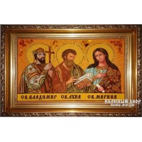 Володимир, Марина, Лука - Сімейна ікона з янтаря (ар-150)