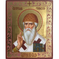 Икона Святого Спиридона Тримифунтского - писаная икона на липовой доске (ах-04)